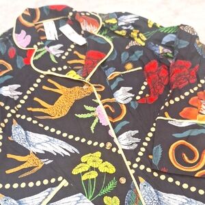 New Rosa de Weerd Anthropologie Multicolor Animal Print Patterned Pajama Top XXS